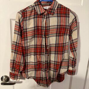 Old Navy XS Petite Red & White Plaid Button Down